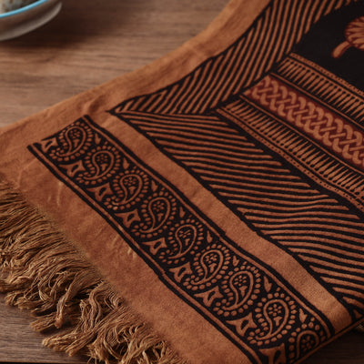 Brown - Bagh Hand Block Printed Handloom Cotton Towel