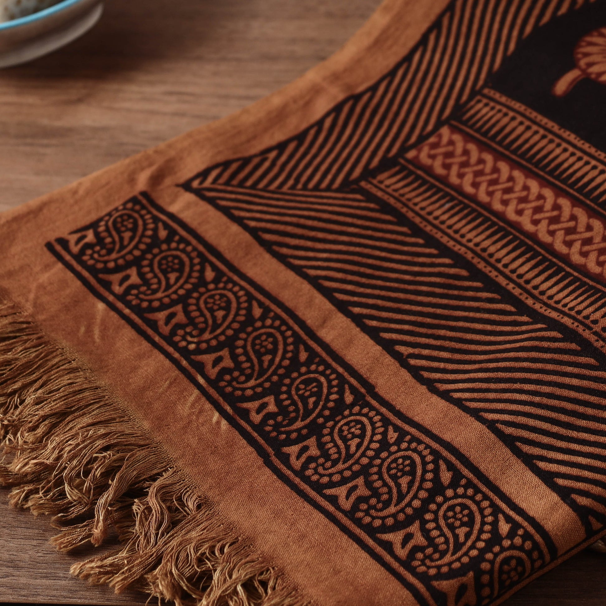 Brown - Bagh Hand Block Printed Handloom Cotton Towel