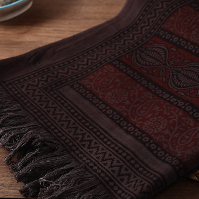 Brown - Bagh Hand Block Printed Handloom Cotton Towel