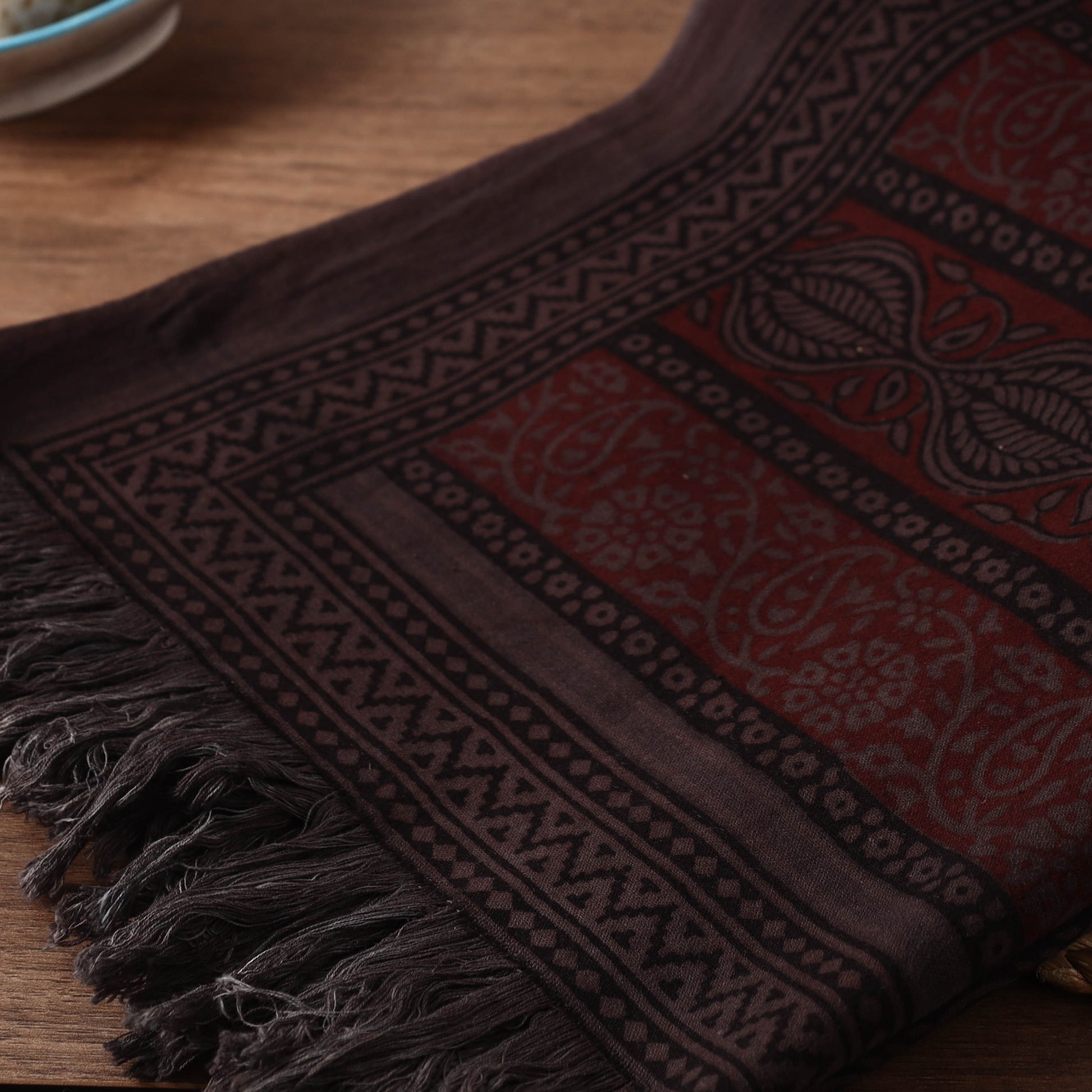 Brown - Bagh Hand Block Printed Handloom Cotton Towel