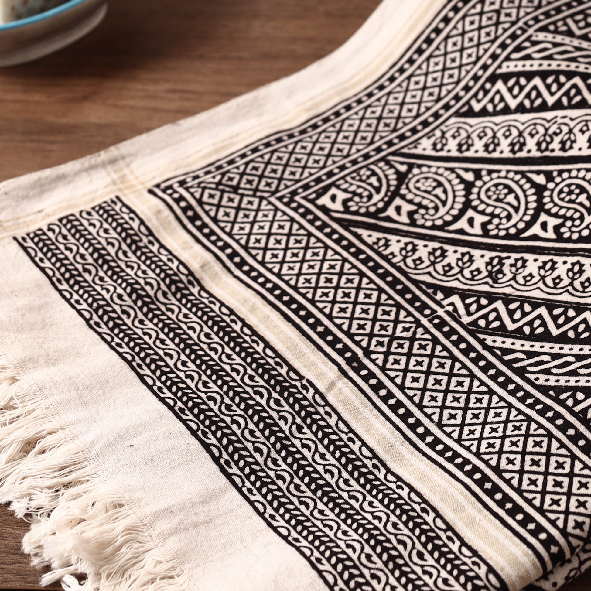 Black - Bagh Hand Block Printed Handloom Cotton Towel