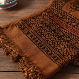 Brown - Bagh Hand Block Printed Handloom Cotton Towel