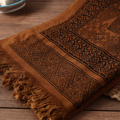 Brown - Bagh Hand Block Printed Handloom Cotton Towel
