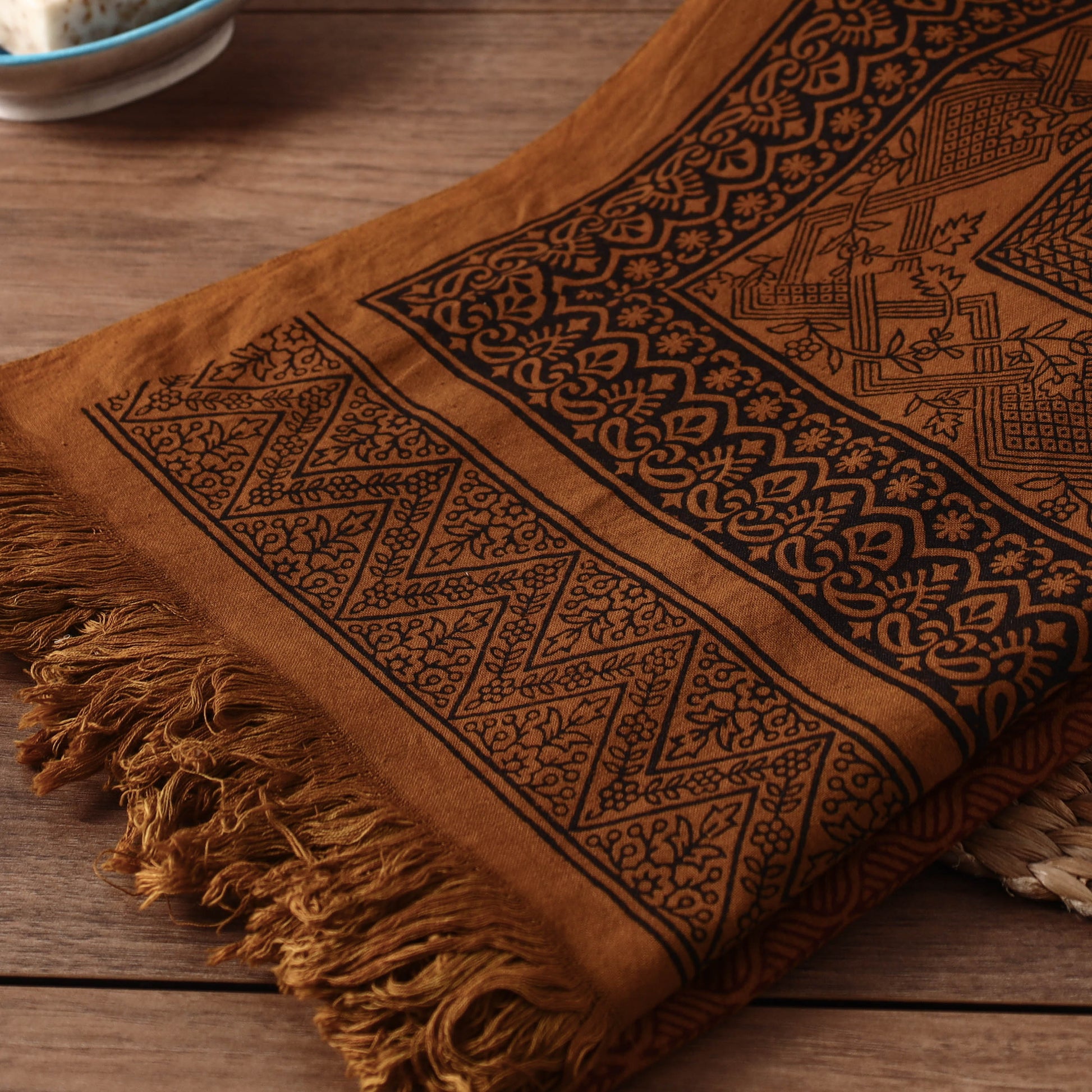 Brown - Bagh Hand Block Printed Handloom Cotton Towel