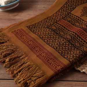Brown - Bagh Hand Block Printed Handloom Cotton Towel