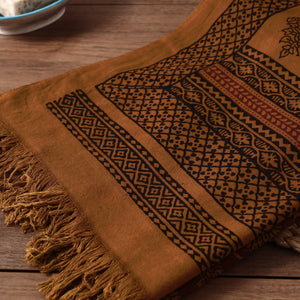 Brown - Bagh Hand Block Printed Handloom Cotton Towel