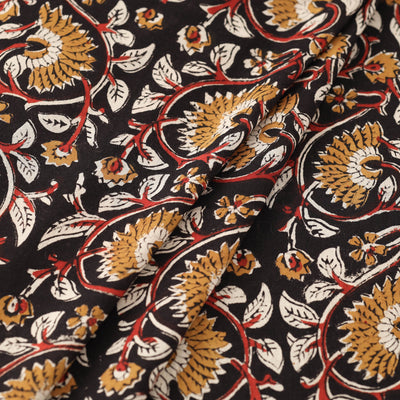 Black - Dabu Bagru Block Print Cotton Fabric