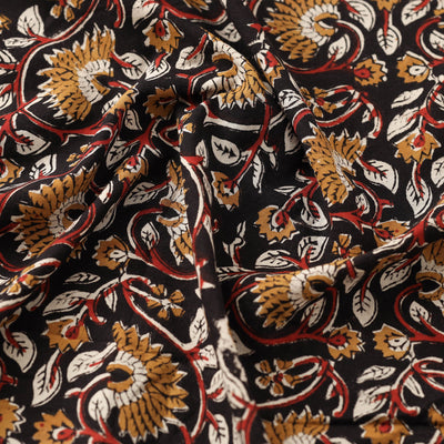 Black - Dabu Bagru Block Print Cotton Fabric