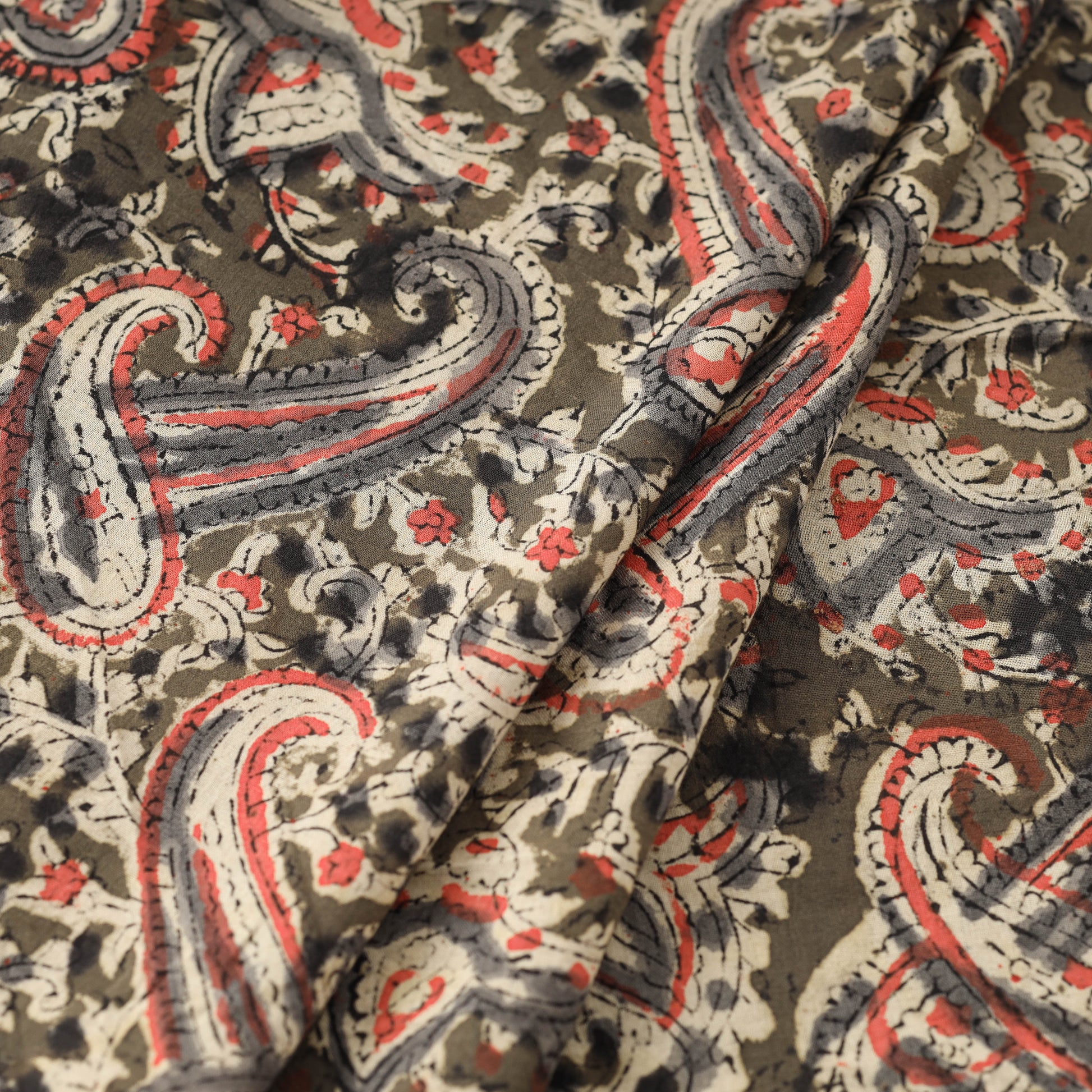 Brown - Kalamkari Hand Block Printed Cotton Fabric