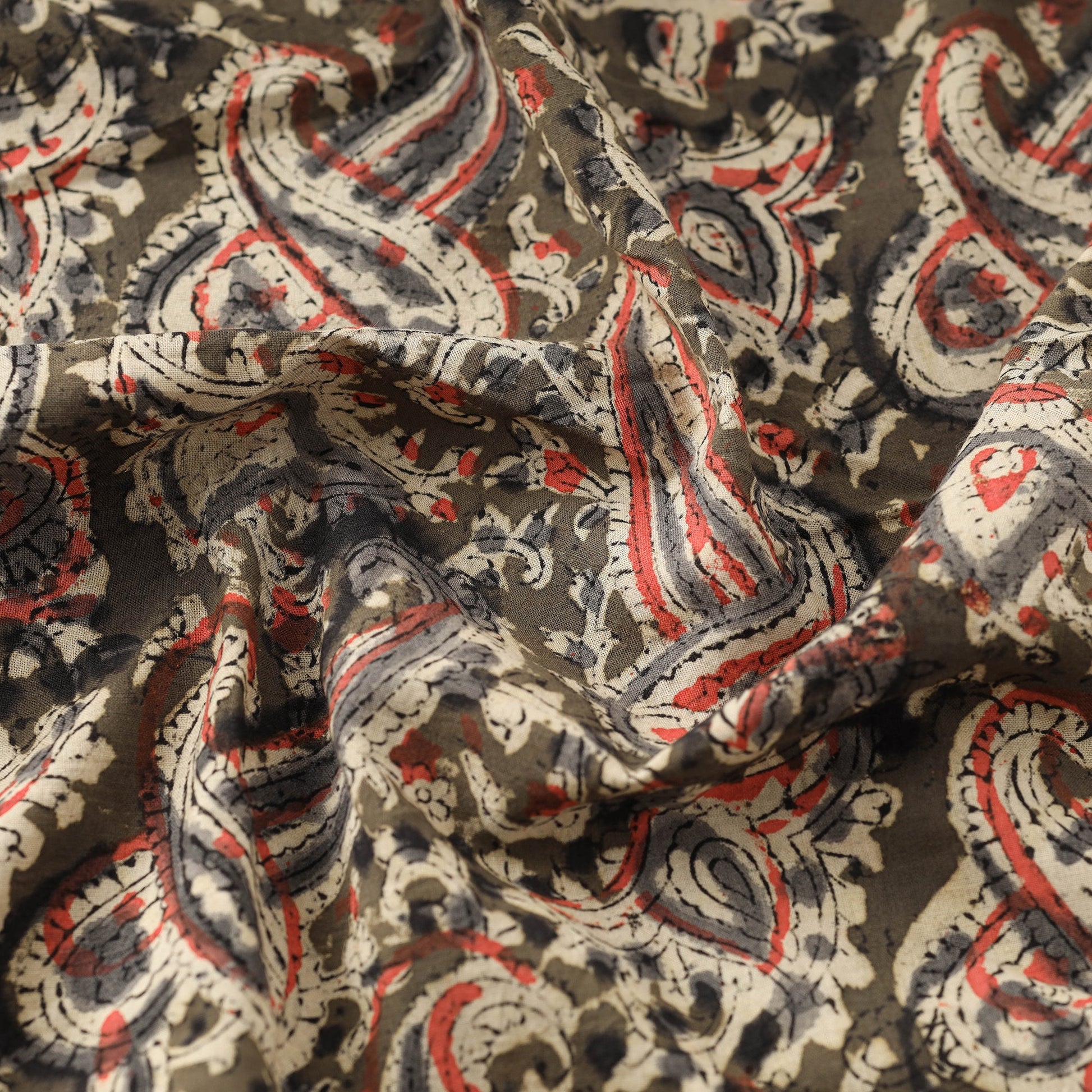 Brown - Kalamkari Hand Block Printed Cotton Fabric