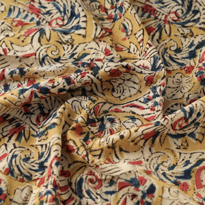 Beige - Kalamkari Hand Block Printed Cotton Fabric