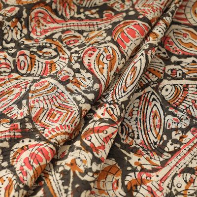 Beige - Kalamkari Hand Block Printed Cotton Fabric