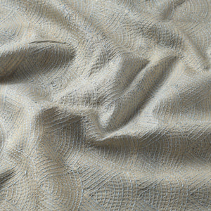 Beige - Bengal Kantha Work Pure Tussar Silk Handloom Fabric