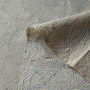 Beige - Bengal Kantha Work Pure Tussar Silk Handloom Fabric