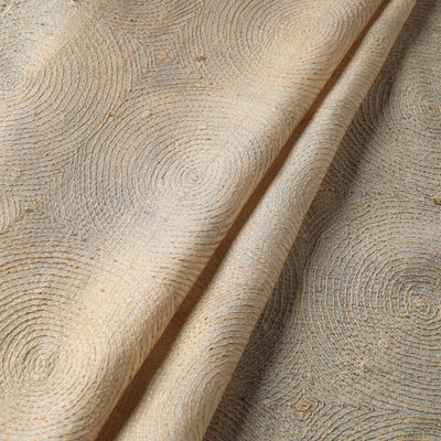 Beige - Bengal Kantha Work Pure Tussar Silk Handloom Fabric