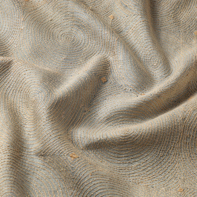 Beige - Bengal Kantha Work Pure Tussar Silk Handloom Fabric
