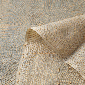 Beige - Bengal Kantha Work Pure Tussar Silk Handloom Fabric