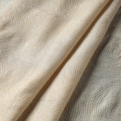Beige - Handloom Tussar Silk Bengal Kantha Fabric 07