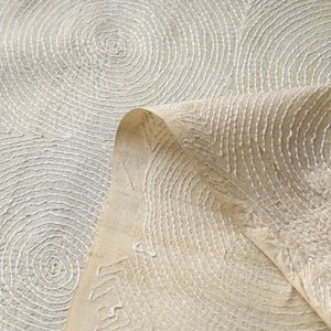 Beige - Handloom Tussar Silk Bengal Kantha Fabric 07