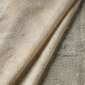 Beige - Handloom Tussar Silk Bengal Kantha Fabric 02