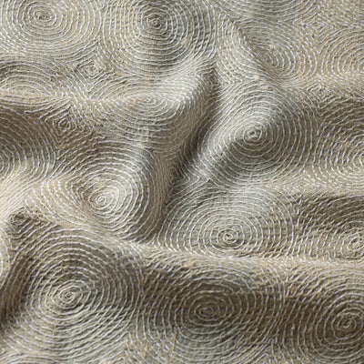 Beige - Handloom Tussar Silk Bengal Kantha Fabric 02