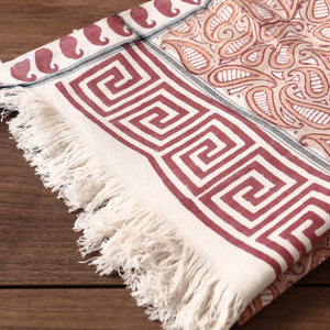 Brown - Sanganeri Block Printed Handloom Cotton Towel