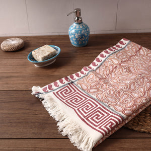 Brown - Sanganeri Block Printed Handloom Cotton Towel