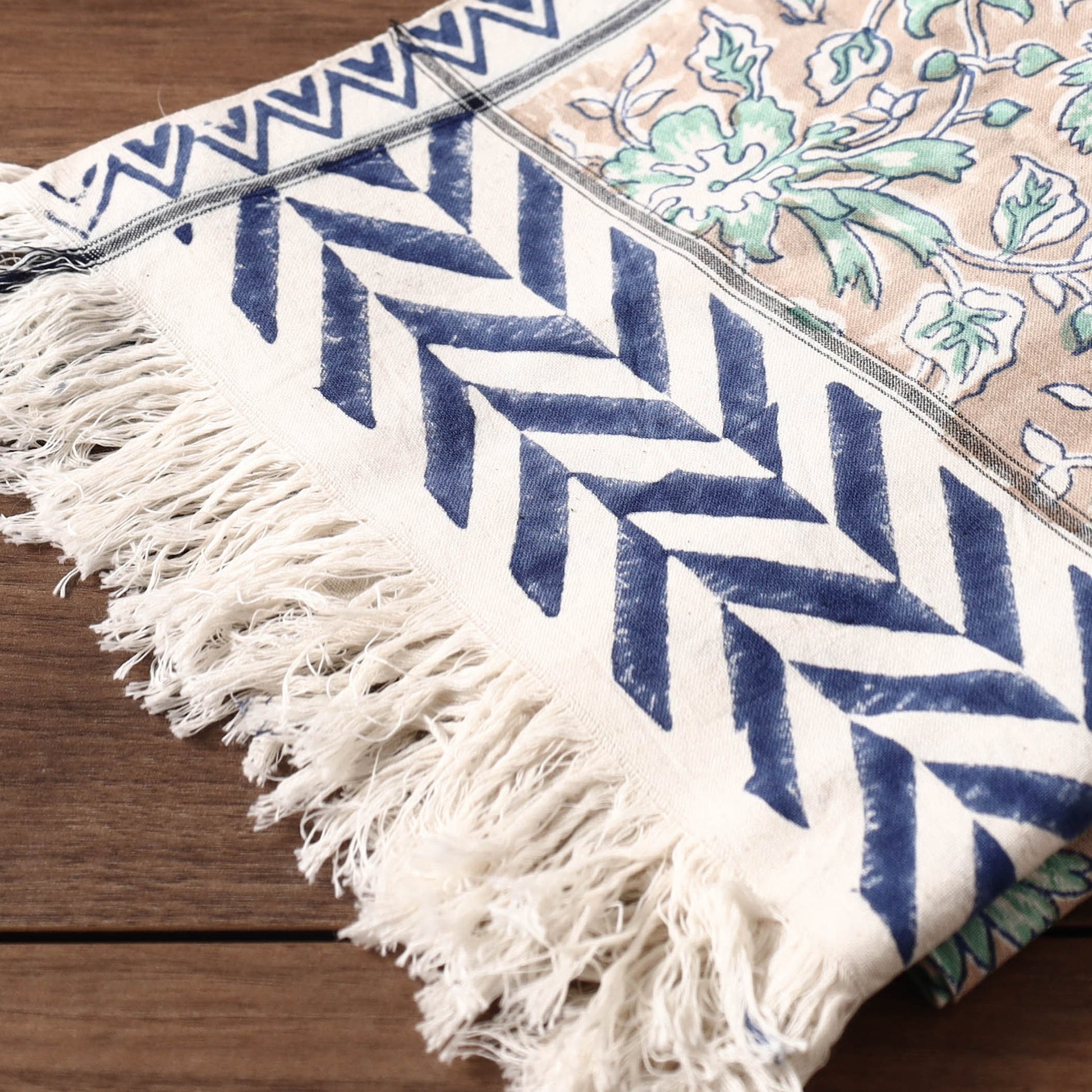 Brown - Sanganeri Block Printed Handloom Cotton Towel