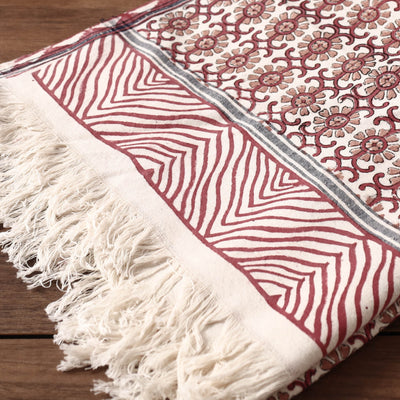 Brown - Sanganeri Block Printed Handloom Cotton Towel