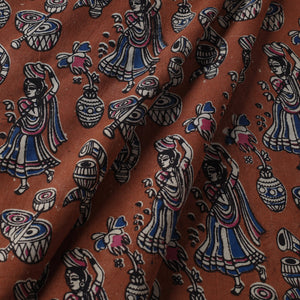 Brown - Kalamkari Printed Cotton Fabric