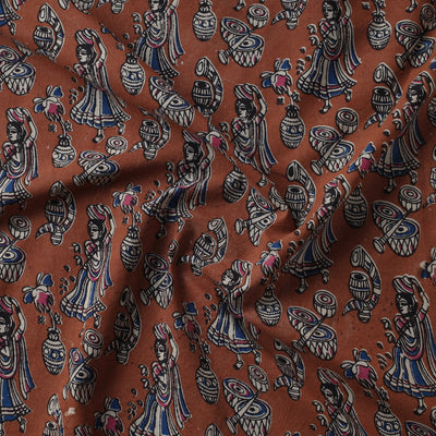 Brown - Kalamkari Printed Cotton Fabric