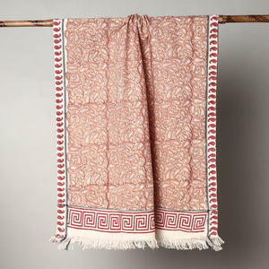 Brown - Sanganeri Block Printed Handloom Cotton Towel