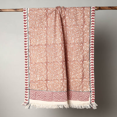 Brown - Sanganeri Block Printed Handloom Cotton Towel