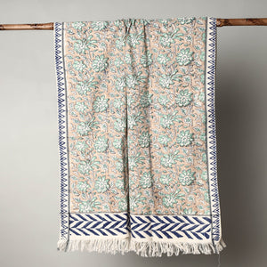 Brown - Sanganeri Block Printed Handloom Cotton Towel