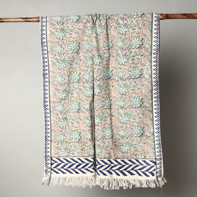 Brown - Sanganeri Block Printed Handloom Cotton Towel