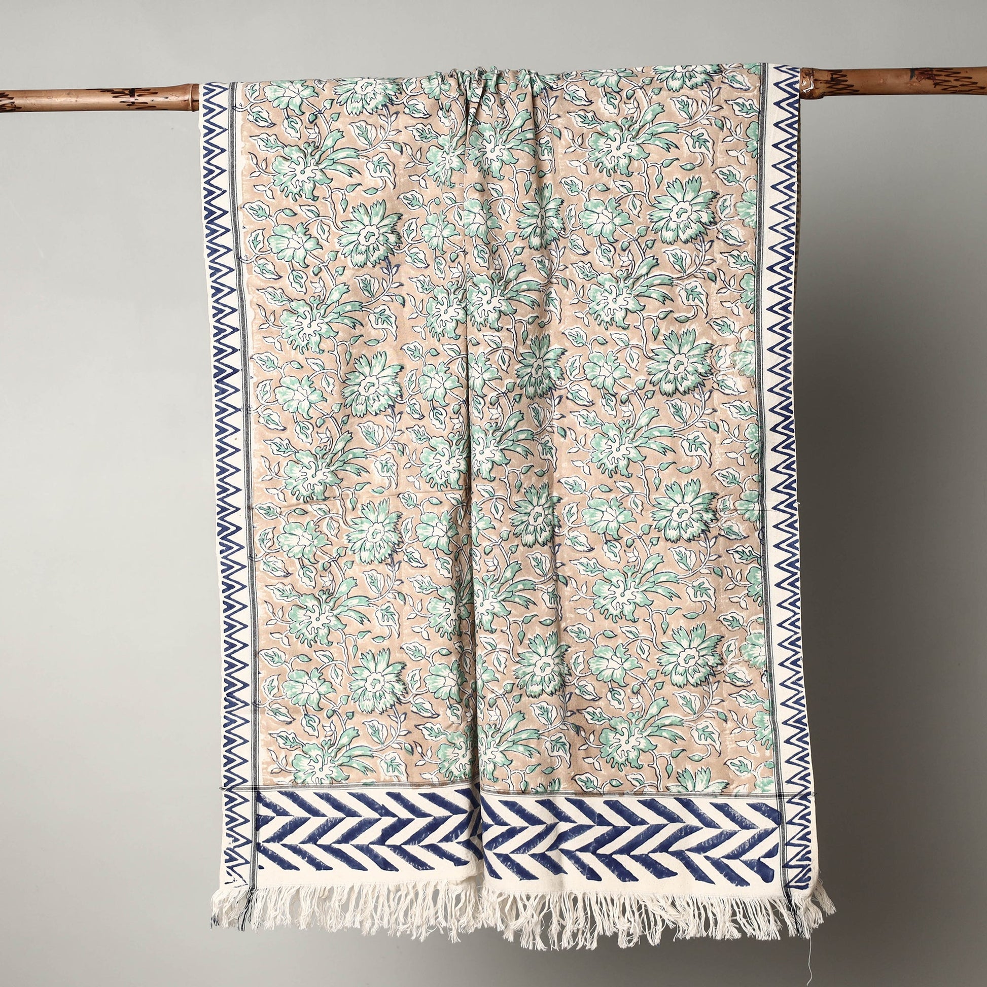 Brown - Sanganeri Block Printed Handloom Cotton Towel