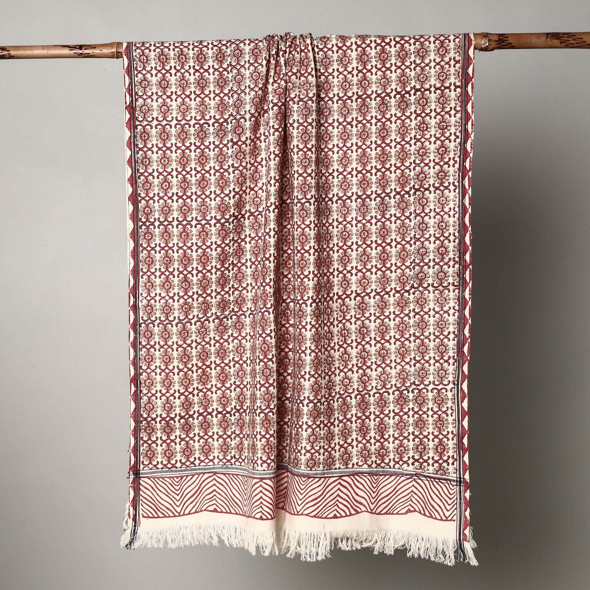 Brown - Sanganeri Block Printed Handloom Cotton Towel