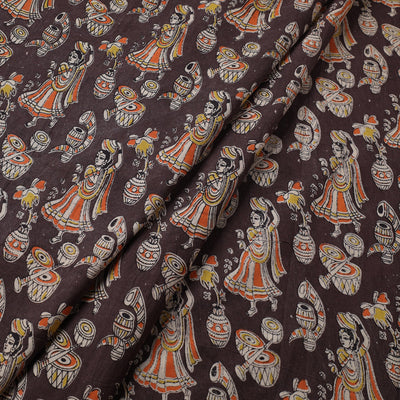 Black - Kalamkari Printed Cotton Fabric