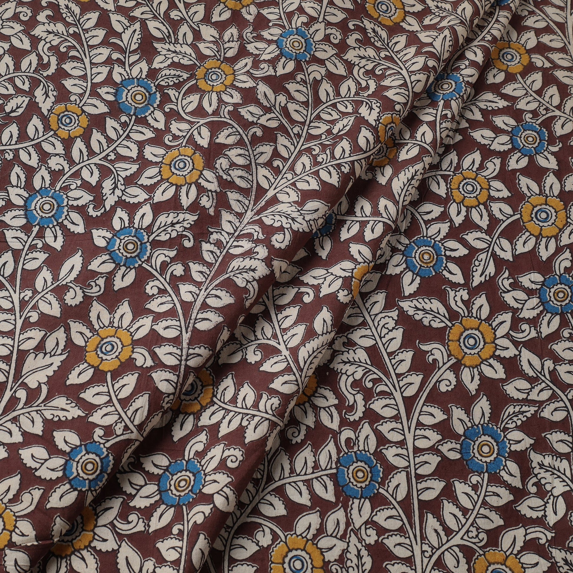 Brown - Kalamkari Printed Cotton Fabric