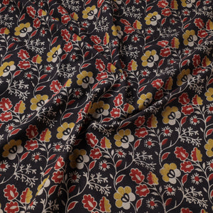 Black - Kalamkari Printed Cotton Fabric
