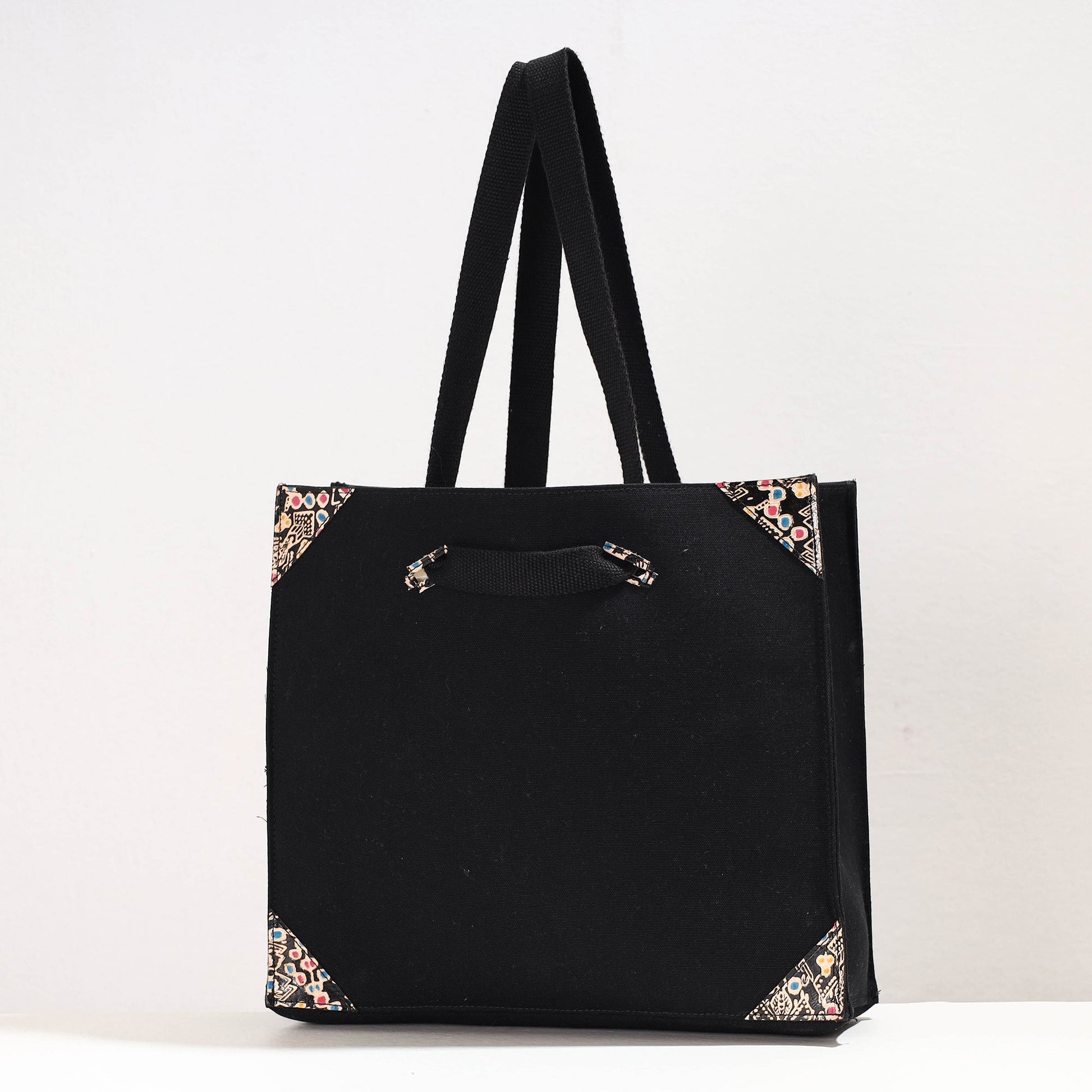 Black - Handcrafted Canvas Cotton & Leather Cross Body Bag