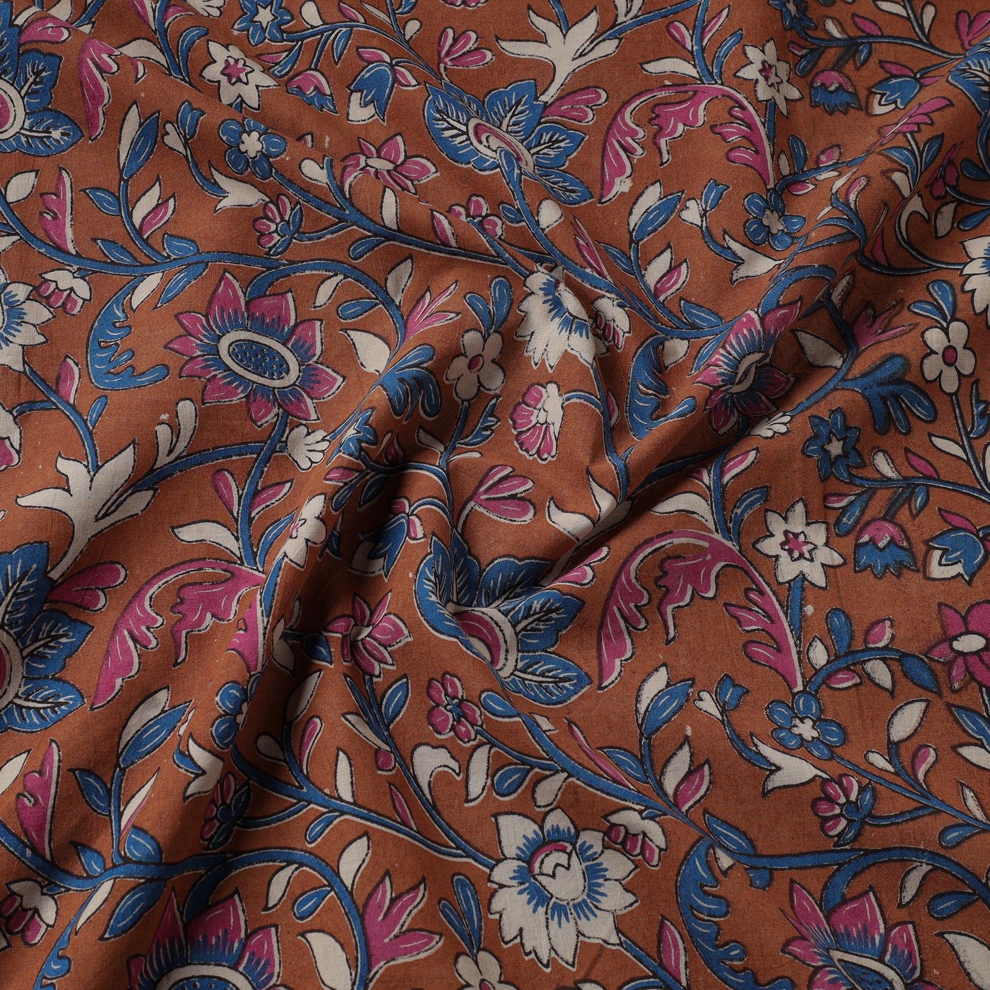 Brown - Kalamkari Printed Cotton Fabric