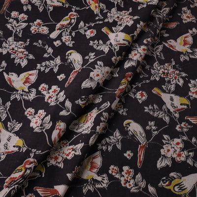 Black - Kalamkari Printed Cotton Fabric 22