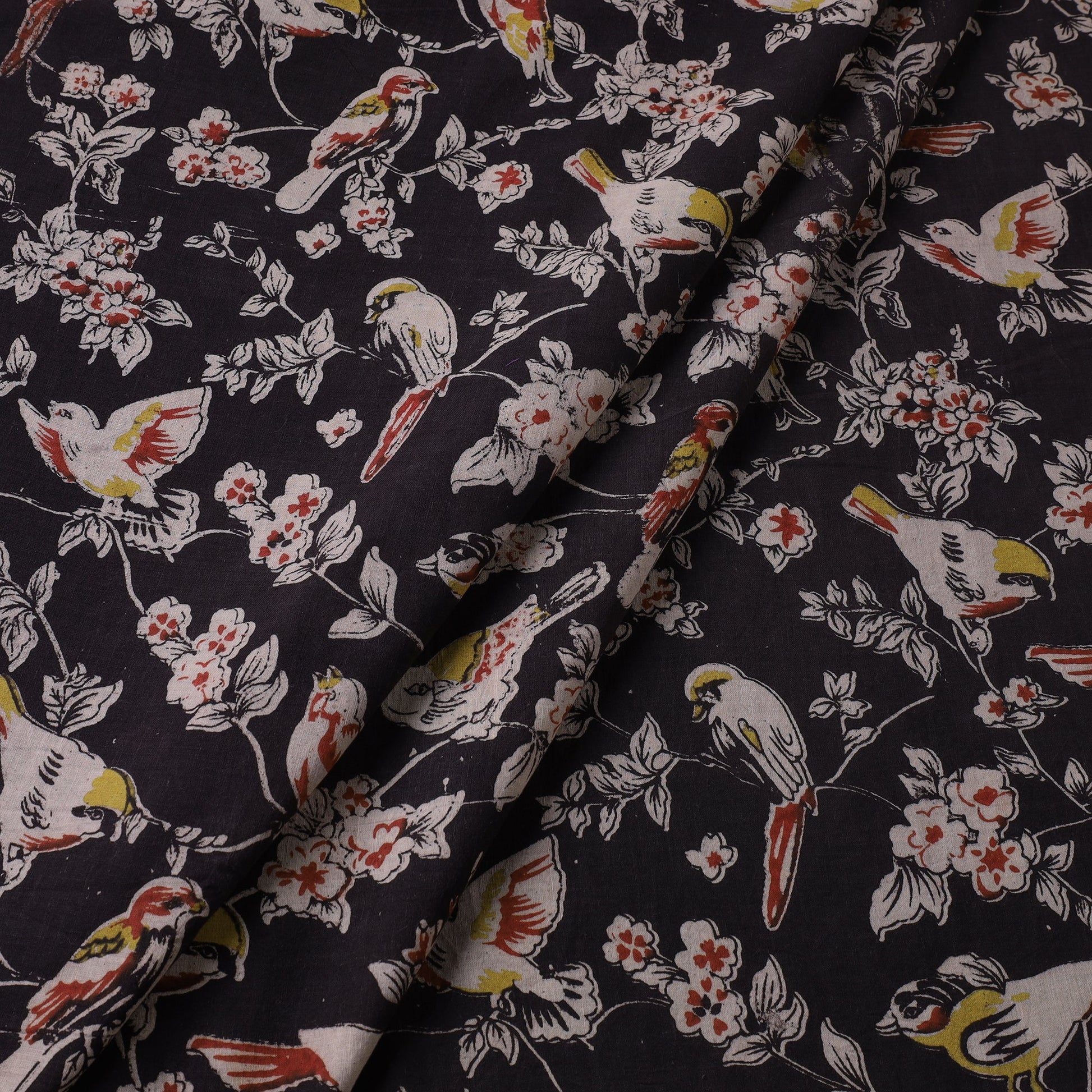 Black - Kalamkari Printed Cotton Fabric 22