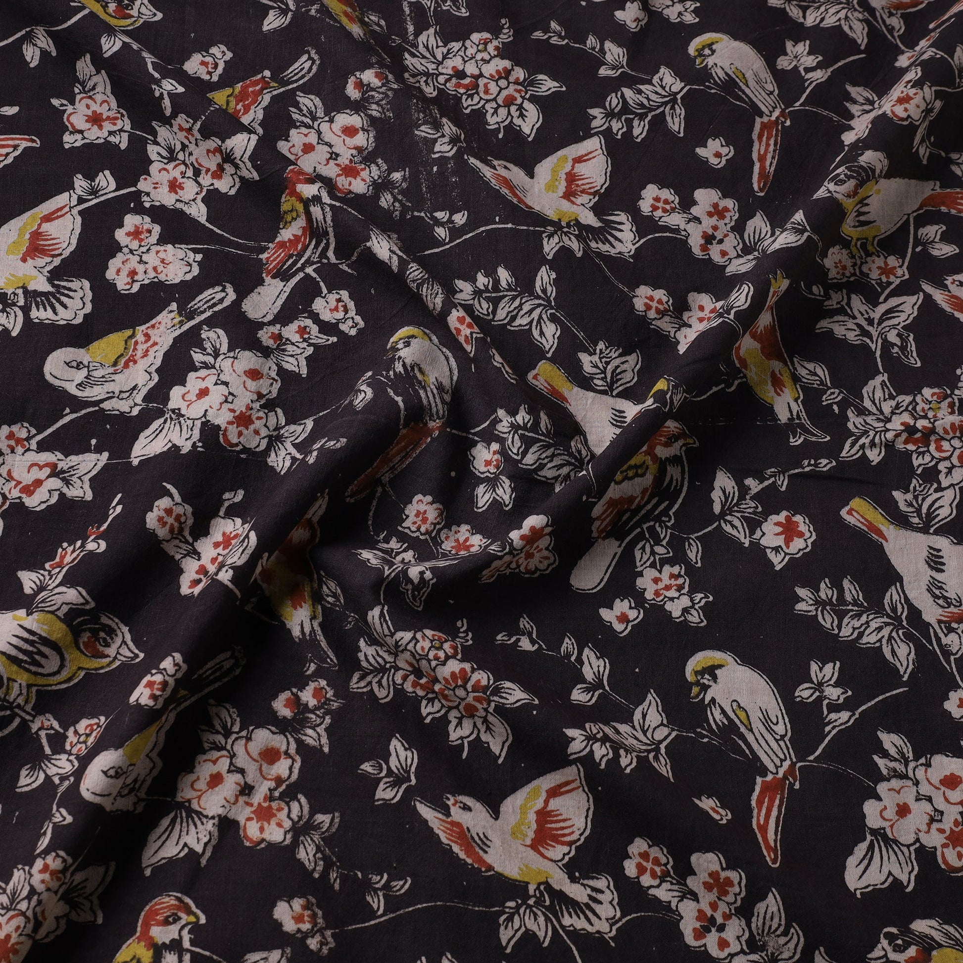 Black - Kalamkari Printed Cotton Fabric 22