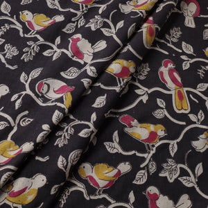Black - Kalamkari Printed Cotton Fabric 05