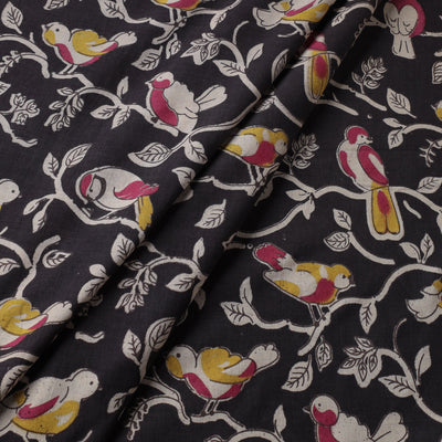 Black - Kalamkari Printed Cotton Fabric 05