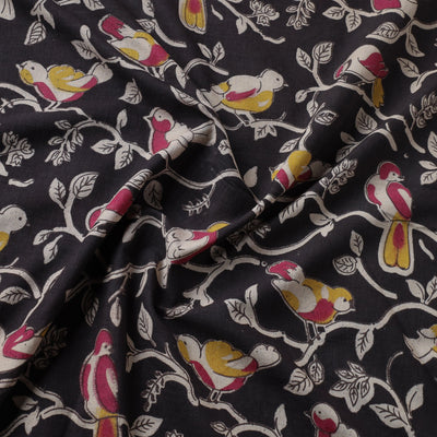 Black - Kalamkari Printed Cotton Fabric 05