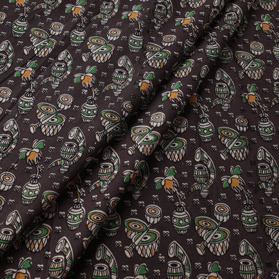 Brown - Kalamkari Printed Cotton Fabric