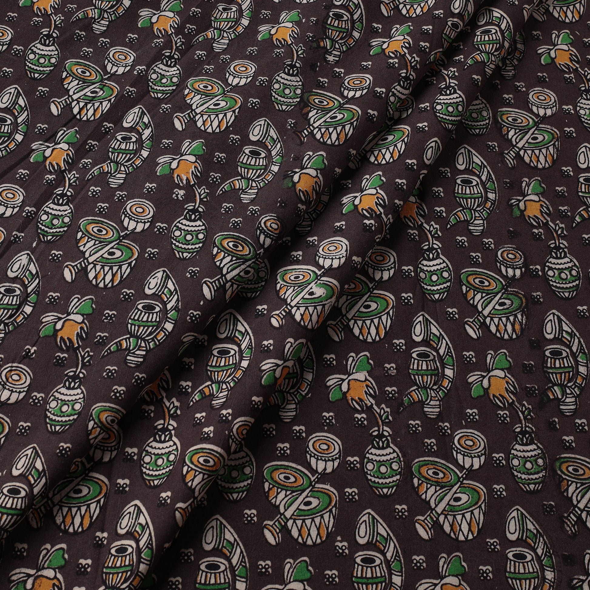 Brown - Kalamkari Printed Cotton Fabric